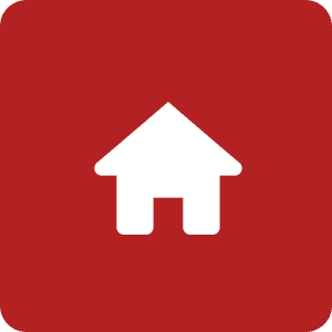 White house icon on red background.