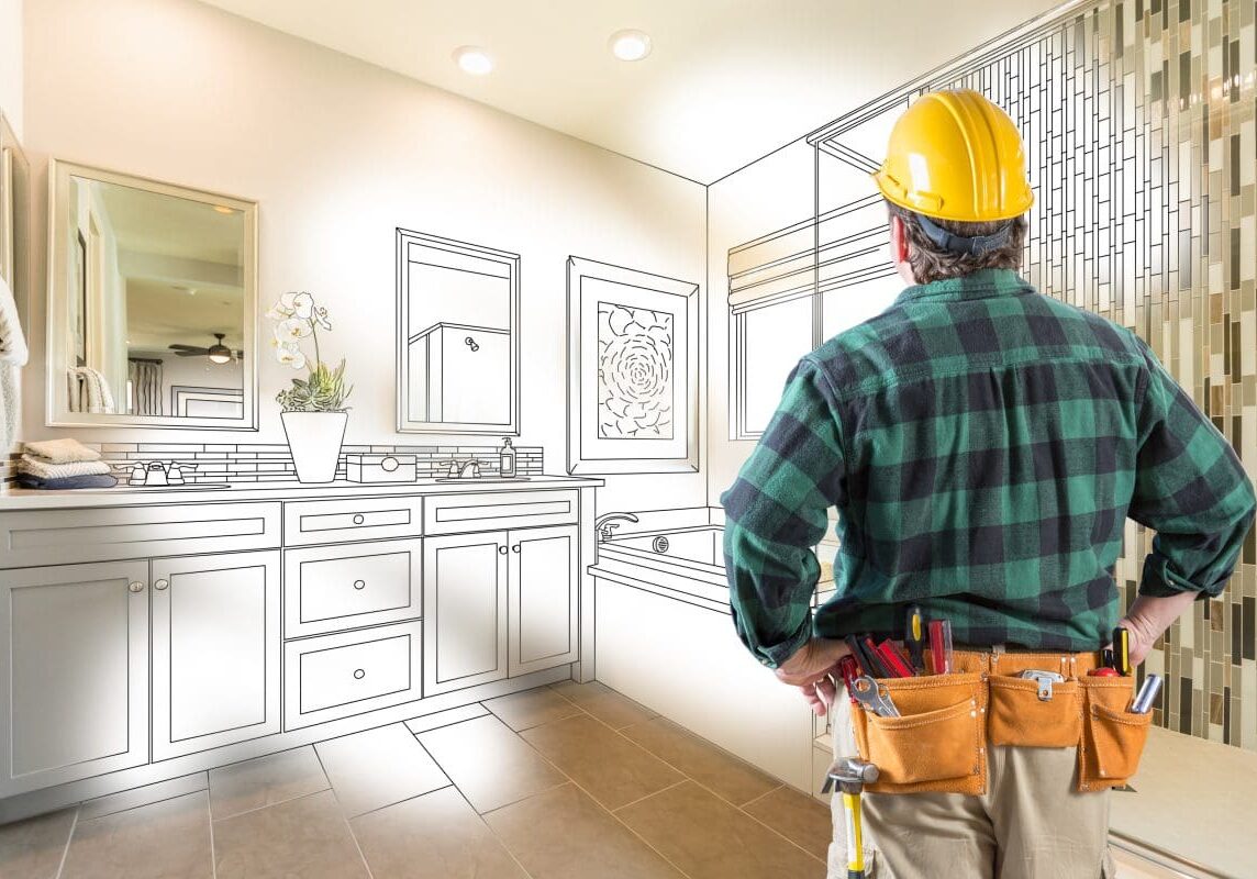 Builder envisioning a bathroom renovation plan.
